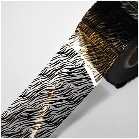 100 метри/ролна холографска уметност за нокти за трансфер на фолија на налепница зебра завиткана леплива фолија декорации за декорација