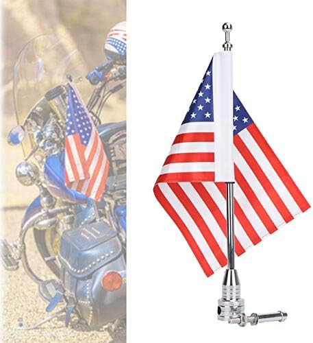 Моторцикл со знаме на мотоцикл и американско знаме - 6 x 9 Премиум двострано знаме на САД - Поле за полнење на не'рѓосувачки знами