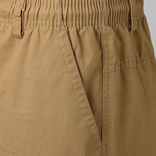 Мажите случајни цврсти летни средни половини еластични половини лабави карго шорцеви со мулти џебови тексас товарни панталони за мажи