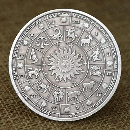 Убава 12 Соѕвездие Врежана Сребрена Позлатена Колекционерска Монета Боја Комеморативна Монета Подарок Среќа Предизвик Монета