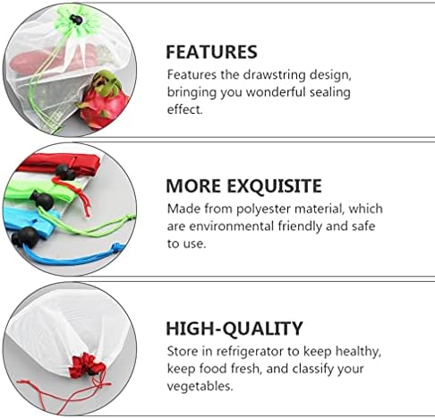 Генерички 15 парчиња мрежа за еднократно користење торби што се мијат овошје зеленчук за чување торби за чување намирници- торбички торбички за овошје зеленчук
