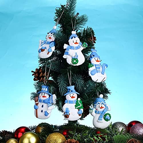 Орнаменти на новогодишни елки за снежни луѓе гроздобер Божиќни украси мини полимер глина Божиќни украси за приврзок за новогодишни
