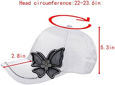 Labanca жени девојки пеперутка rhinestones бејзбол капи со модни размахвани ринистички издржани сончеви капачиња прилагодливи хип хоп -капа