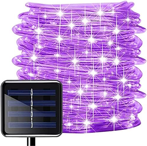Светла со соларни јаже олуит, 50 LED диоди 16ft/5m/2modes водоотпорна соларна жица бакарна жица светлина, светла на отворено јаже за градинарски