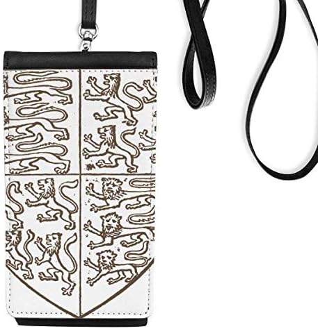 Црн бел барокен уметнички штит лав образец Телефон паричник чанта што виси мобилна торбичка црн џеб