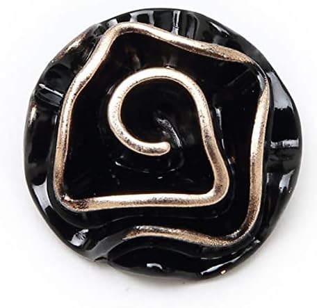 5 парчиња црна роза тркалезна палто облека метални копчиња DIY материјали модни копчиња за занаетчиски додатоци за шиење