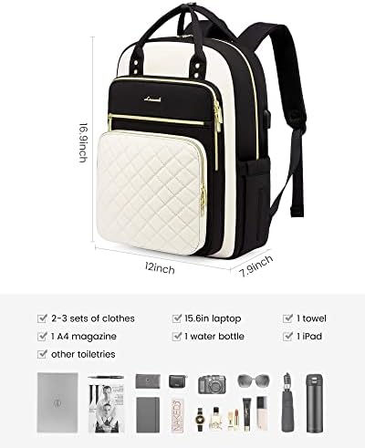 Lavevook лаптоп ранец за жени, модна патувачка работа патнички ранец чанта со USB порта, лесни дневни пакувања, медицинска сестра наставничка