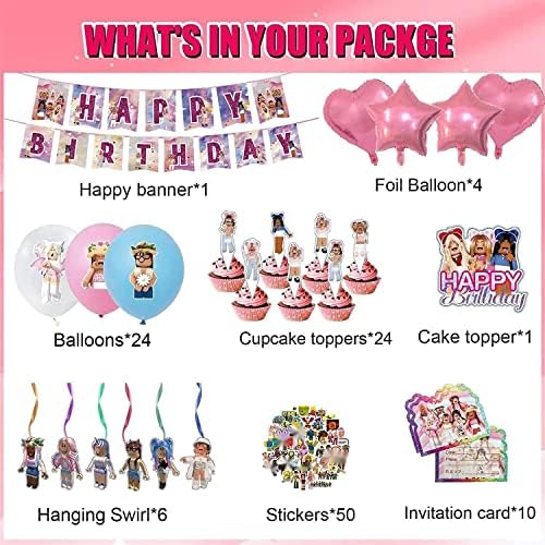 211 п.п. Тема за роденденска забава за девојчиња, украси за роденден во тема вклучуваат банер, виси, балони, торта и торта за торта,