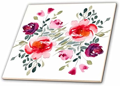 3дроза 3дроза Махвиш-цвет печатење-Слика на црвени и розови роза цвеќиња-Плочки