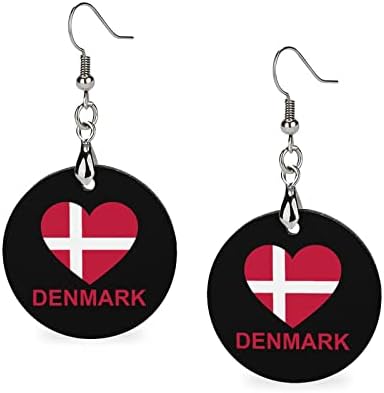 Љубов Данска Дрвени Обетки Кружен Приврзок Висат Ушни Куки Накит За Жени