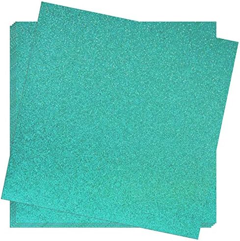 Crafasso 12 x 12 300gms Heavy & Premium Glitter Cardstock, 15 листови, аква