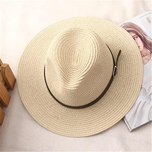 Стекнете летни капи со цврста слама капа за жени плажа федорас обични панама појаси Сонце капи atzез капачиња