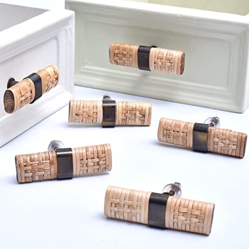 Копчињата со пакувања-природни ратански кабинети копчиња за плескавици за влечење-ратан влече-плетења-плескавици-ритани-бамбо-бамбус