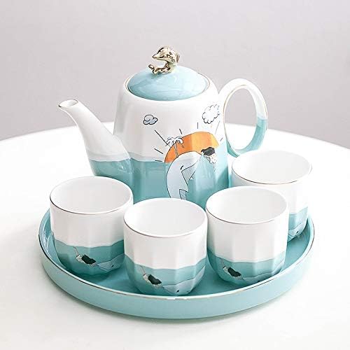 Чај чај постави чаши и чаши Дома нордиска чајничка дневна соба керамика вода пет парчиња со комплети за чај на послужавник