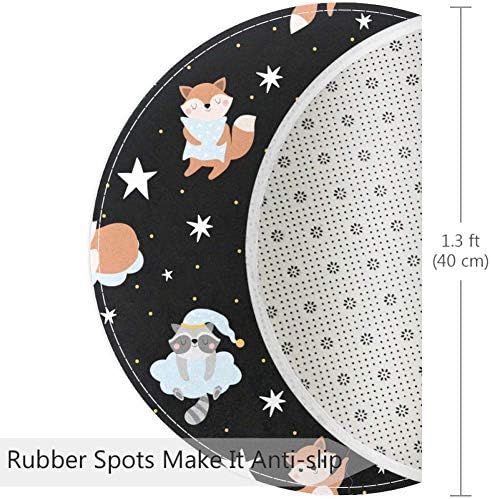 Heoeh Sleeper Raccoon Fox Animal and Stars Model, Non Slip Doormat 15,7 тркалезна област килими килими за деца спална соба бебе соба