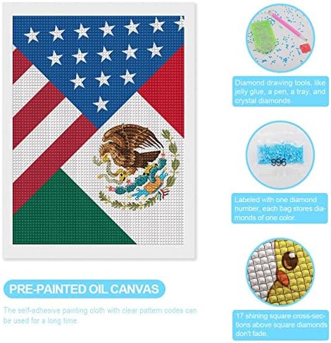 Американско мексиканско знаме дијамантско сликарство слика wallидна уметност платно целосна вежба комплет кристал слики домашна канцеларија