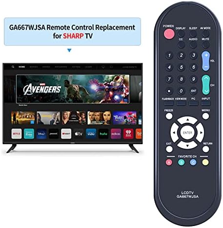 GA667WJSA RRMCGA667WJSA Replacement Remote Control Compatible for Sharp LCD TV LC-32D49 LC-32D49U LC-32D44 LC-32D44U LC32D47U