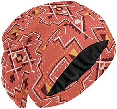 Череп капа за спиење Работа капа за капакот на капачињата за жени шарени боемски карирани есенски племенски геометриски капачиња за спиење