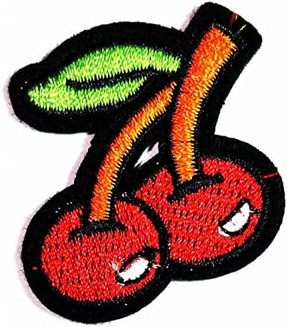 Кленплус 3 парчиња. Мини Црвена Цреша Слатко Овошје Везено Железо на Шие На Лепенка Мода Уметност Овошје Храна Цртан Филм Налепница