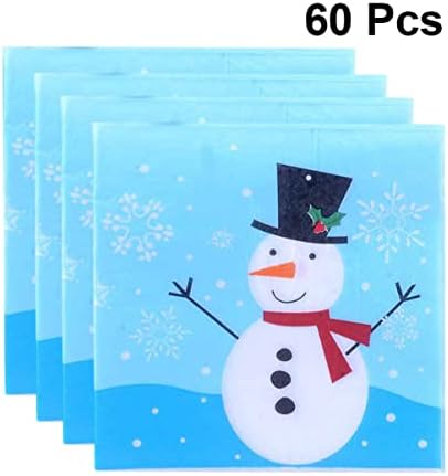 UPKOCH 120 парчиња снежни кафе -украси за пешкири роденденска забава салфетки хартија печатено ткиво Божиќна салфетка сина ресторана