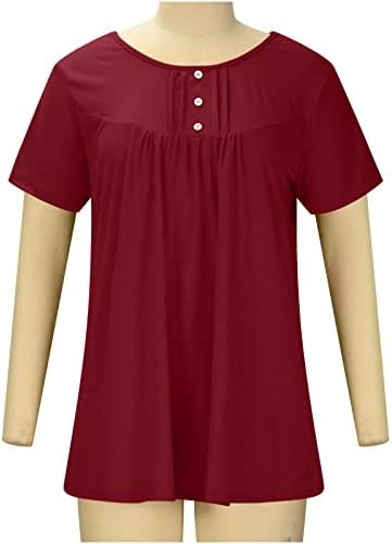 Плетирана обична маичка дами есен лето кратко ракав со памук со памук на вратот надолу на врвот кошула за тинејџерски девојки 3J 3J