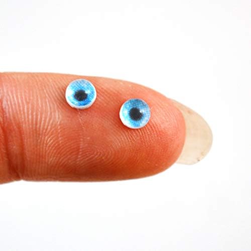 4мм ситни светло сини човечки стаклени очи пар на мали кабохони со рамен бек за играчки скулптура полимер глинеста уметност кукла или накит