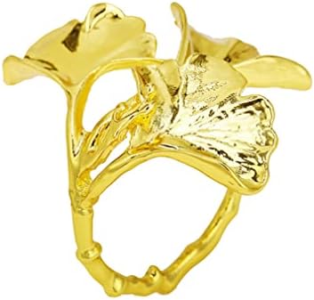 Лист за салфетка тока гинко лисја прстен за салфетка Едноставна златна лисја легура прстен за салфетка едноставна златна позлатена држач за салфетка