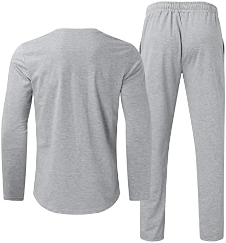 ZDDO MENS 2 PIECE Sports Outfits сетови, 2022 Долги ракави Тенок фит мускулен маици Обични панталони со молив улични патеки