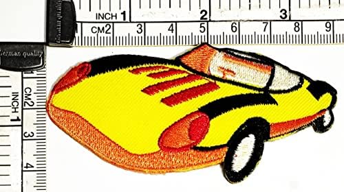 Кленплус 3 парчиња. Спорт Супер Автомобил Жолта Цртан Филм Везени Железо На Шиење На Значка За Фармерки Јакни Капи Ранци Кошули Налепница