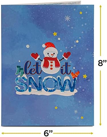Frndly By Paper Love Let It Snow се појави картичка, рачно изработени 3D скокачки честитки, за зима, Божиќ, празници, рециклирани