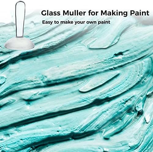 Хомаисон стаклен мулер за правење боја, 3-инчен рамен дно минерален пигмент мелење толчник за сликање на акварел масло од маслото