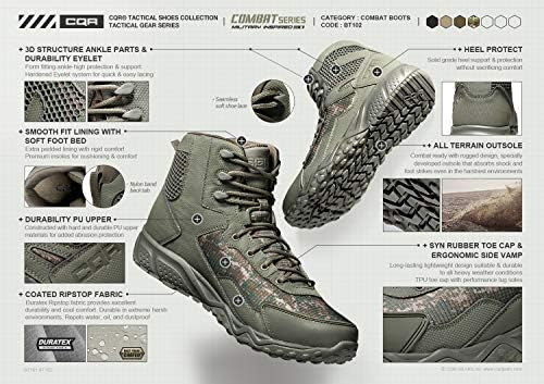 CQR машки воени тактички чизми, лесни 6 инчи борбени чизми, издржливи чизми за работа на отворено EDC
