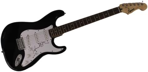 Howard Stern потпиша автограм со целосна големина црна Fender Stratocaster Електрична гитара со Jamesејмс Спенс ЈСА Писмо за автентичност - кралот на сите медиуми, шоуто Хауард Стер