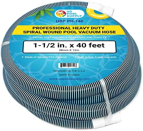Набавка на базени во САД 1-1/2 x 25 стапки Професионална тешка спирална рана базен вакуум црево со манжетна без трескање и флексибилен