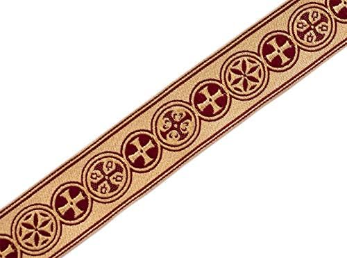 Средновековни крстови во кружната црковна облога за исечоци 1,5 широко бургундско злато 5 јарди