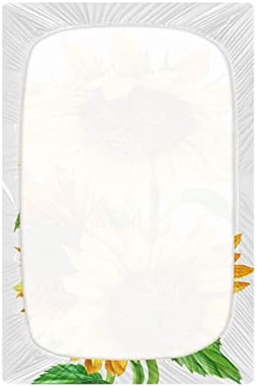 Алаза жолт сончоглед букет сончогледен цвет цвет цветни бели креветчиња за креветчиња опремени басинет лист за момчиња бебе девојчиња дете, стандардна