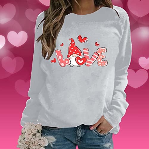 Womenените сакаат срцева графичка џемпер среќна пулвер за Денот на вineубените врвови со долги ракави кошули на врвови на врвови