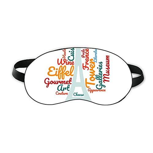 Франција Париз Ајфел кула WordCloud Sleep Shield Shield Shield Soft Night Blindfold Shade Cover