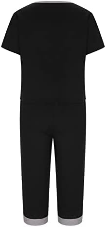 Comigeewa 2023 Облека памучна графичка капри за права нога основни панталони сетови за тинејџери есен летни панталони сетови QB QB