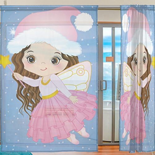 Боја живот Симпатична Малку Божиќ Самовила Проегирна Газа Врата Завеса Прозорец Завеси За Дневна Соба Детска Спална Соба Прозорец Третман