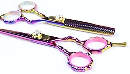 Коса Сечење Ножици, Титаниум Обложени 5.5 Професионални Бербер Фризерски ножици &засилувач; 5.5 Чистење Ножици 440c Јапонски Нерѓосувачки