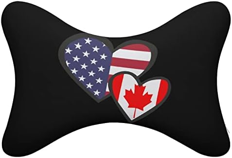 Срца Американско Канадско Знаме Автомобил Вратот Перница Мек Автомобил Потпирач За Глава Перница Вратот Одмор Перница Перница 2 Пакет