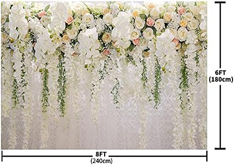 Ablin 8x6ft Бела цветна позадина на wallидот за жени wisteria невестински туш свадба годишнина церемонија на прием на свадба Фото позадина
