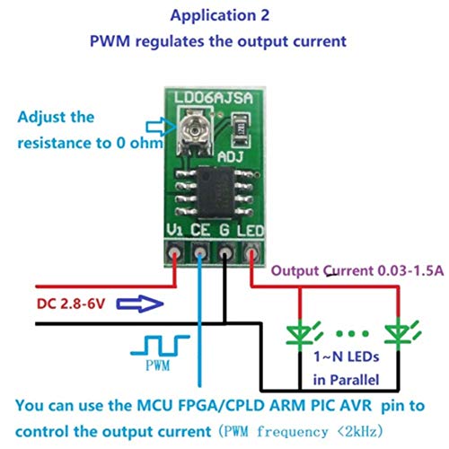 Возач на LED возачот на LED со постојана струја на Oumefar, DC 3.3V 3.7V 5V LED возач 30-1500MA Контролен контролен модул на струја