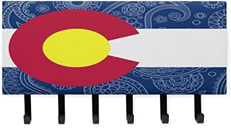 Колорадо Држава Пејсли Знаме Голем Држач За Клучеви Ѕид Монтиран Багажник Ѕид Декоративен Со 6 Куки за Влезот Влезната Врата