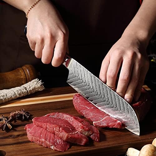 ZBQLKM комплети за кујнски ножеви, 9 парчиња Дамаск кујнски ножеви Остри јапонски VG10 сечило 67 слоеви Професионален готвач од не'рѓосувачки