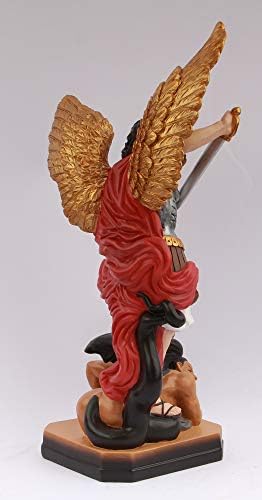 Свети Михаил Архангел обоен католички религиозен подарок смола голема фигура од 12 инчи статуа