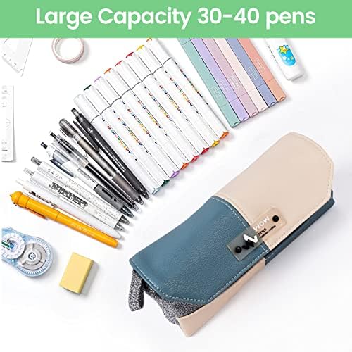 Flugger голем капацитет молив случај 2 решетки за складирање на молив со молив, едноставна канцелариска торба, погодна за куќиште за сини моливчиња,
