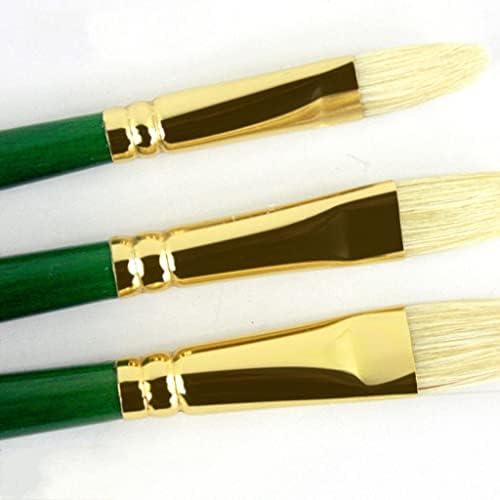 Trexd 6pcs зелена долга столбна рачка за четка за четка за четка за четка за четка со овална форма рачно изработена пенкало масло четка