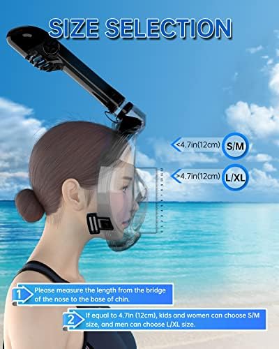 Ouspt Full Face Snorkel Mask, Snorkeling Mask со одвојлива монтажа на камера, панорамски поглед од 180 степени надградена маска за